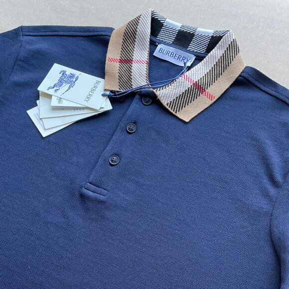 Burberry Men's New Casual Navy Blue Color Polo Shirt Medium Size - Picture 1 of 6